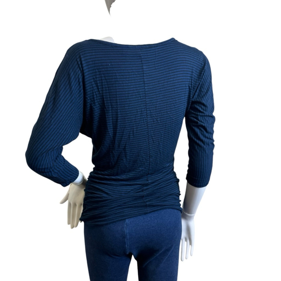 Women's APT. 9 Top XS Blue Black Striped - Picture 2 of 6